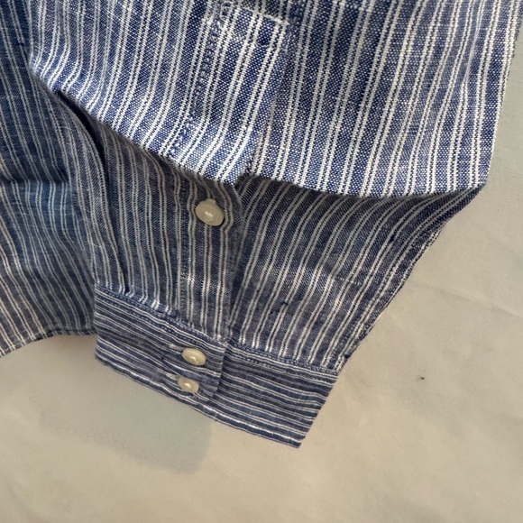 Untuckit Villa Fiore Long Sleeve Button Down Blue & White Stripe - Picture 6 of 9